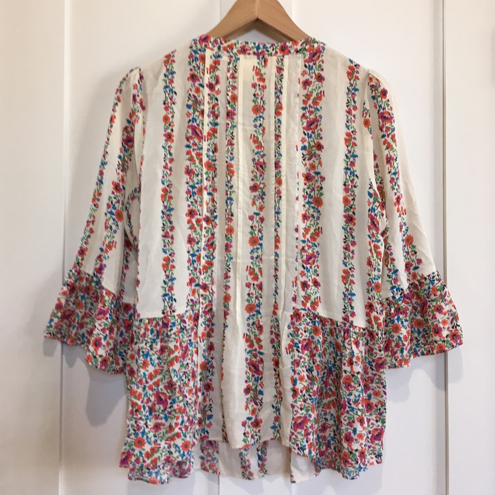 Anthropologie Maeve Floral Bell Sleeve a Tunic Top - Picture 5 of 5